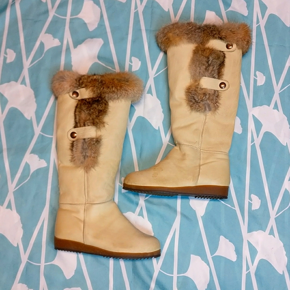 VINTAGE MUKLUK FUR TRIM SHERPA LINED SNAP BUTTON NATIVE COLDWEATHER SNOW BOOT 5 - Picture 1 of 11